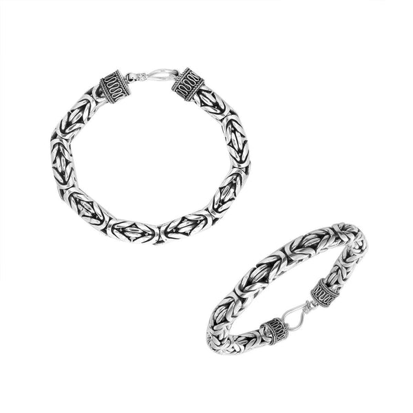 AB-1117-S-7.5" Sterling Silver Bracelet With Plain Silver Jewelry Bali Designs Inc 