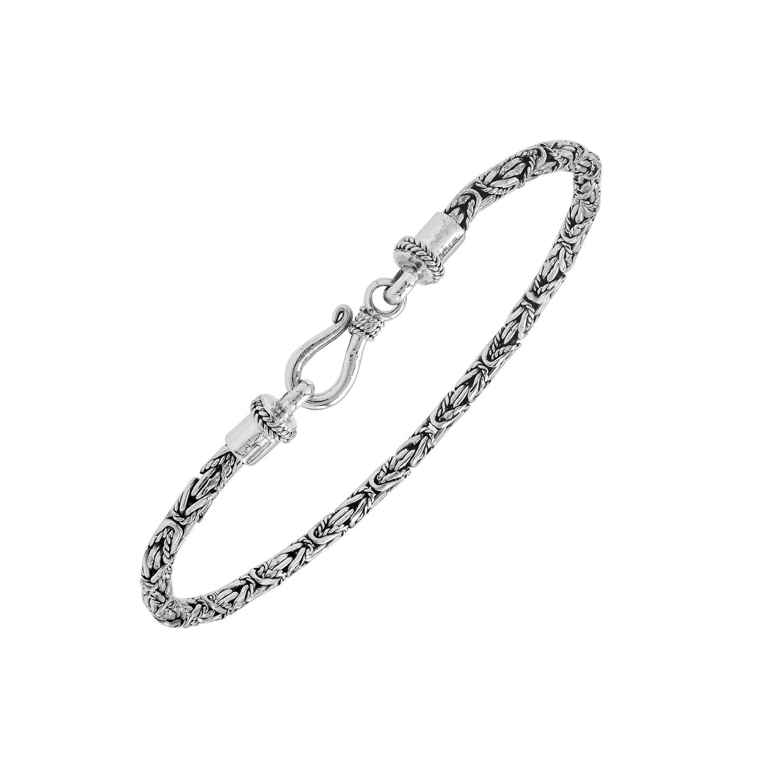 AB-6318-S-3MM-8.5" Sterling Silver Bracelet with Plain Silver Jewelry Bali Designs Inc 