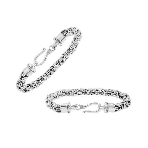 AB-6318-S-5MM-8" Sterling Silver Bracelet with Plain Silver Jewelry Bali Designs Inc 