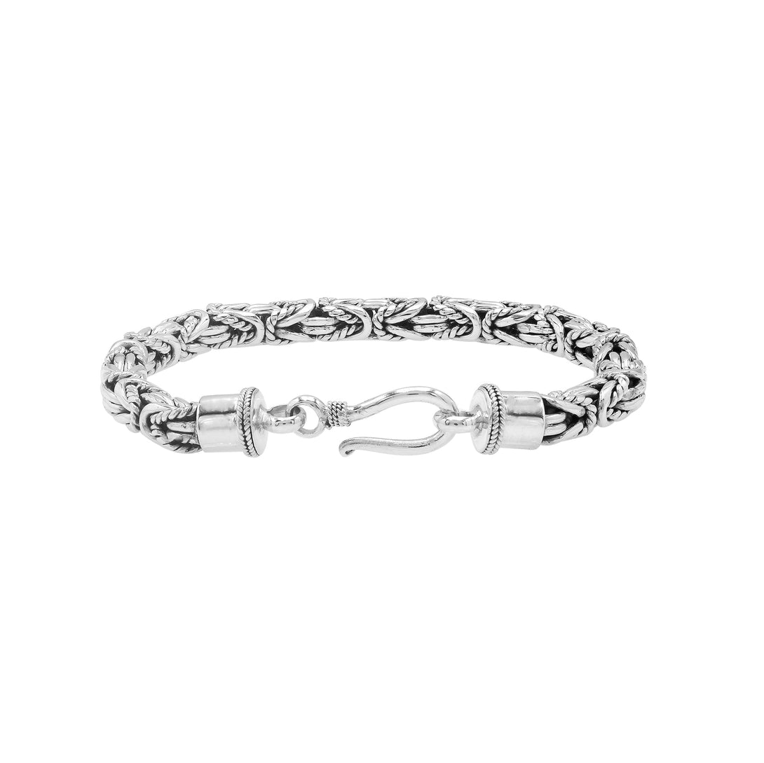 AB-6318-S-5MM-8" Sterling Silver Bracelet with Plain Silver Jewelry Bali Designs Inc 