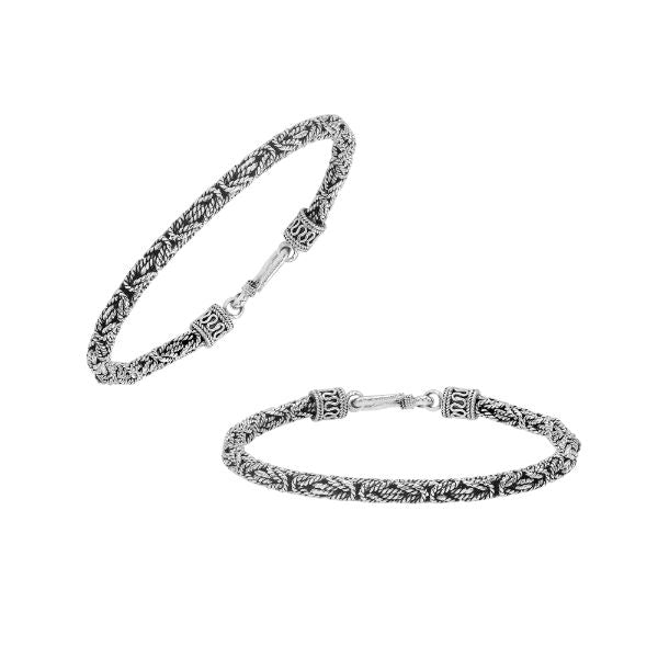 AB-6319-S-3MM-7" Sterling Silver Bracelet with Plain Silver Jewelry Bali Designs Inc 