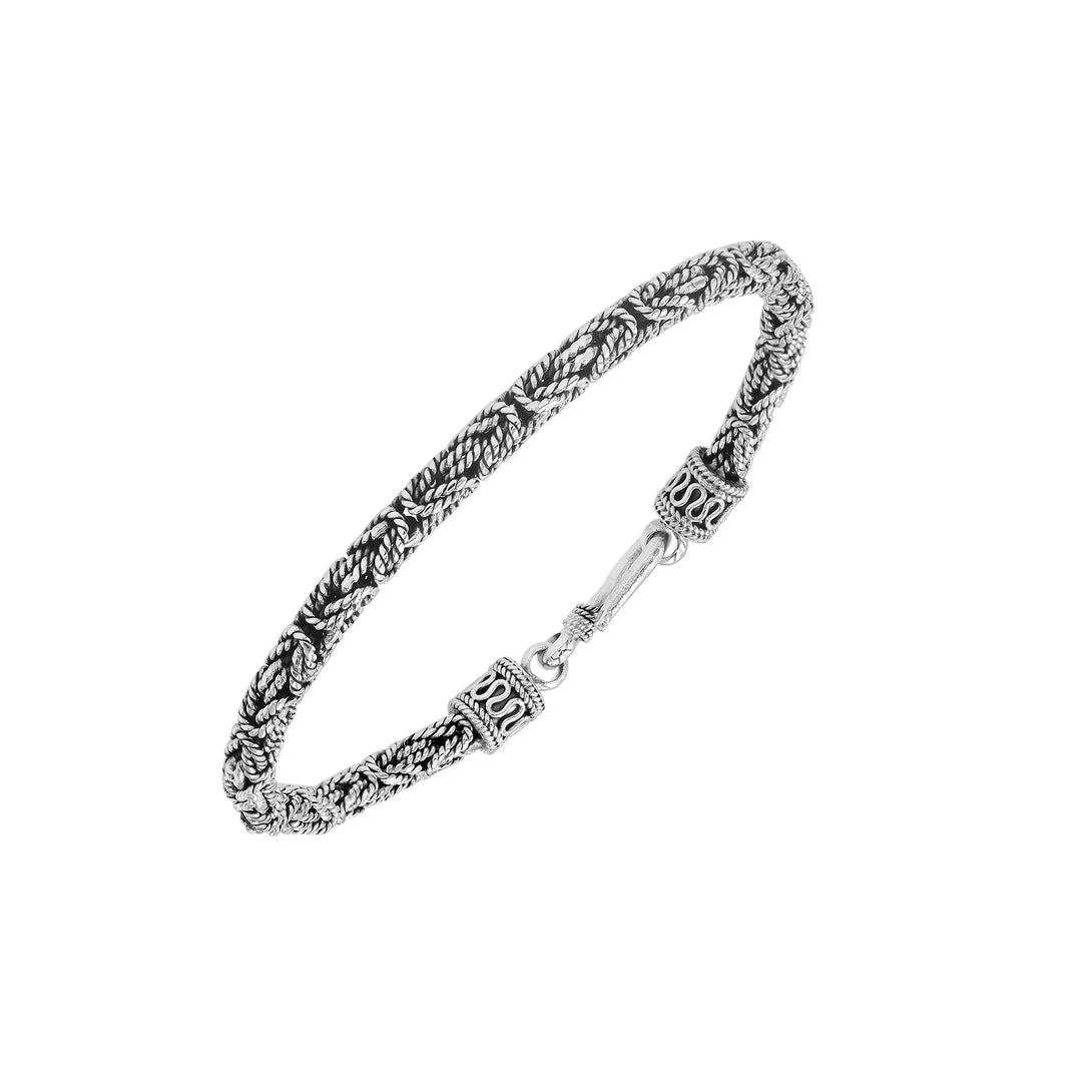 AB-6319-S-3MM-7" Sterling Silver Bracelet with Plain Silver Jewelry Bali Designs Inc 