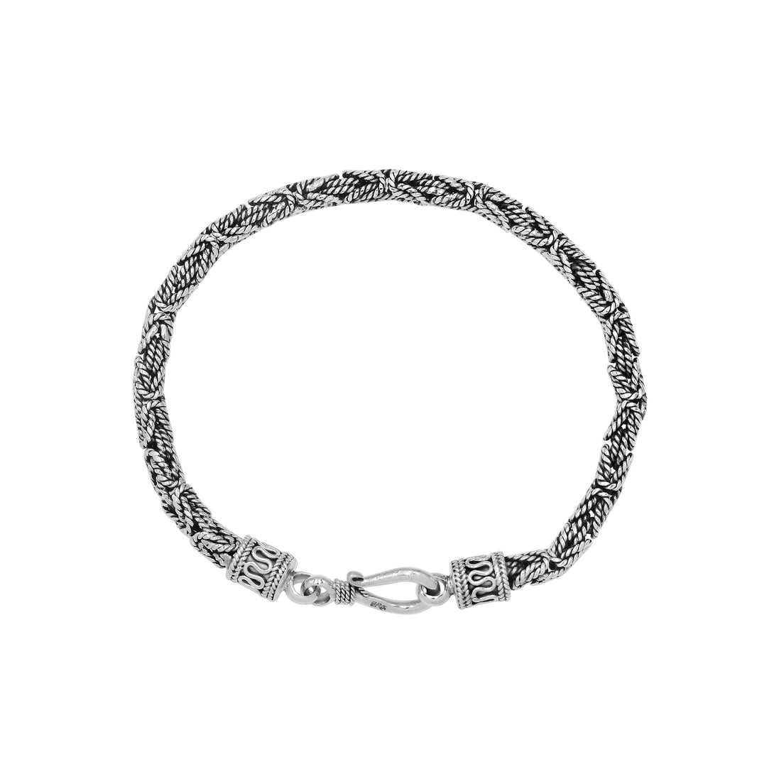 AB-6319-S-3MM-7" Sterling Silver Bracelet with Plain Silver Jewelry Bali Designs Inc 