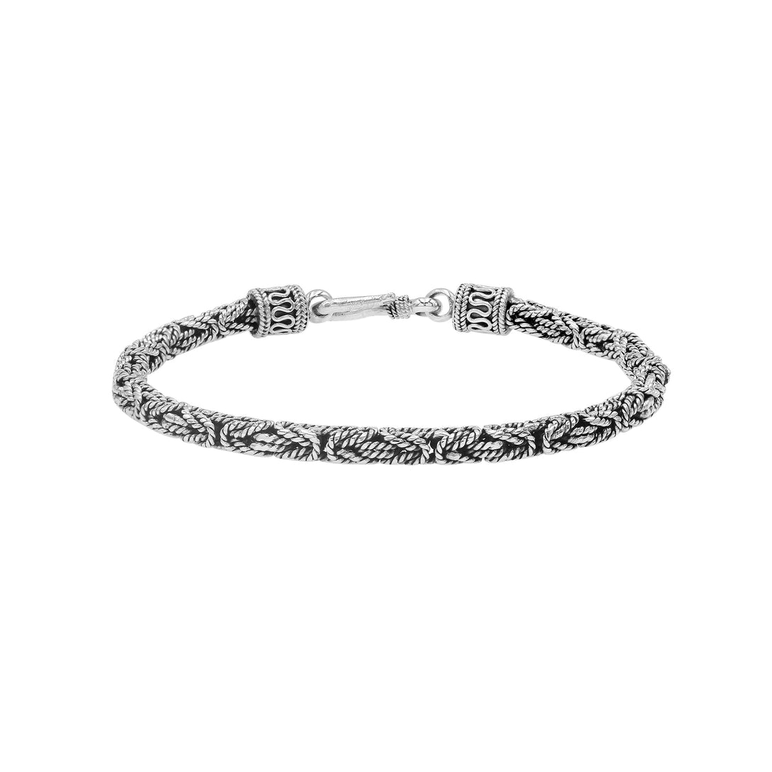 AB-6319-S-3MM-7.5" Sterling Silver Bracelet with Plain Silver Jewelry Bali Designs Inc 