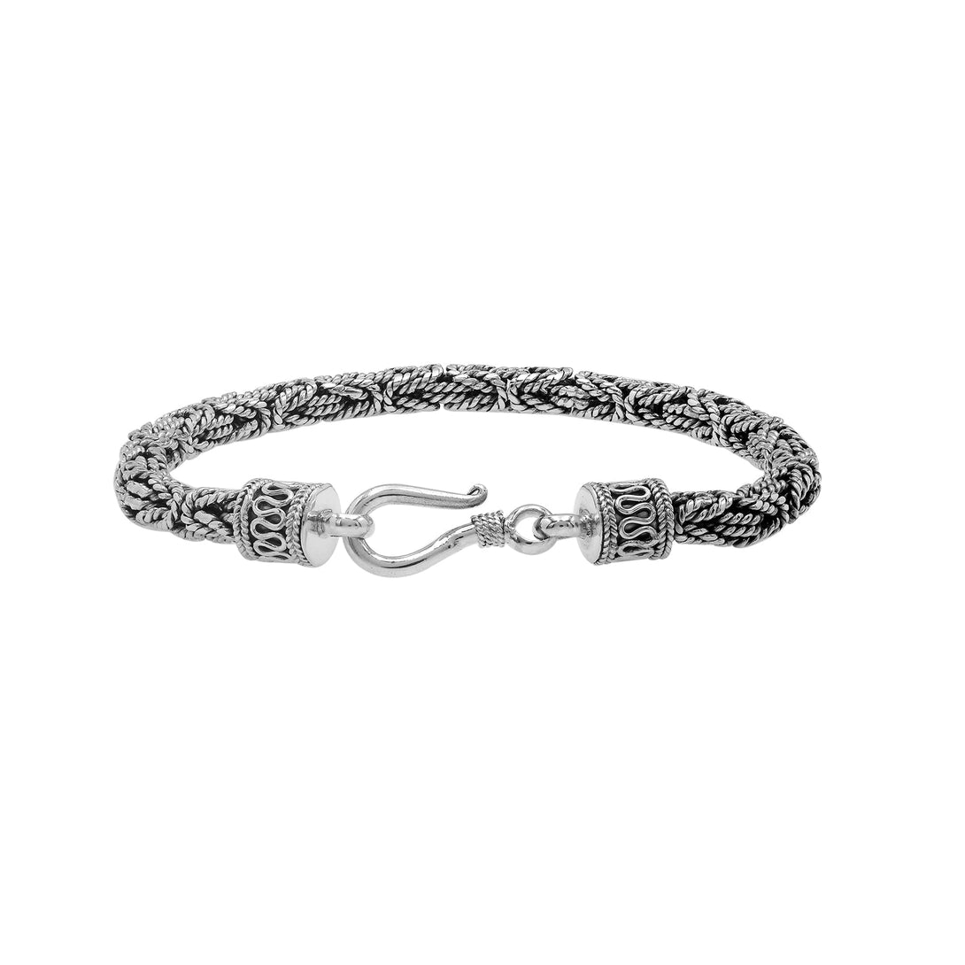 AB-6319-S-4MM-8.5" Sterling Silver Bracelet with Plain Silver Jewelry Bali Designs Inc 