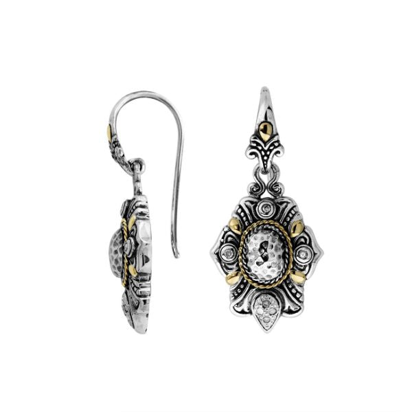 AEG-8037-DY Sterling Silver Earring With 18K Gold And Diamond Jewelry Bali Designs Inc 