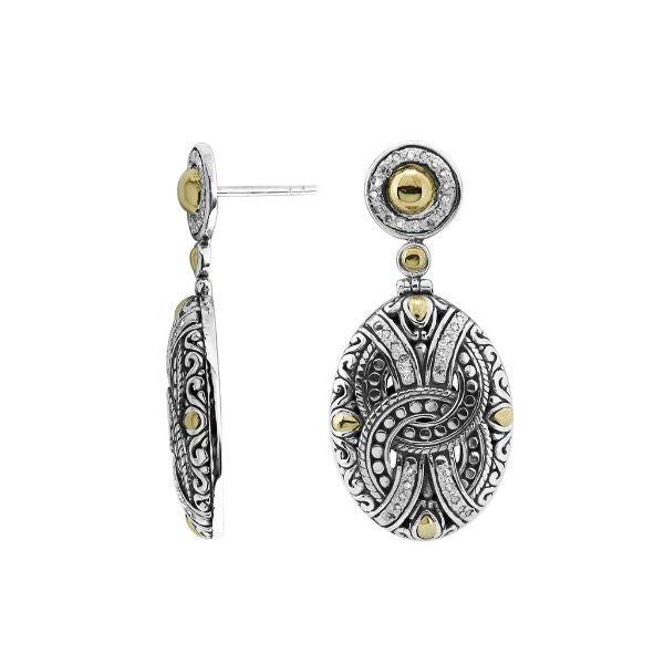 AEG-8040-DY Sterling Silver Earring With 18K Gold And Diamond Jewelry Bali Designs Inc 