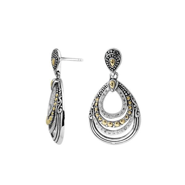 AEG-8043-DY Sterling Silver Earring With 18K Gold And Diamond Jewelry Bali Designs Inc 