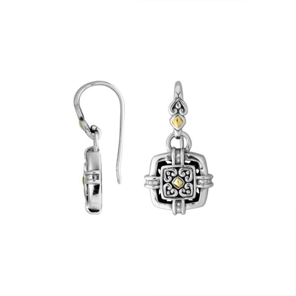 AEG-8046-DY Sterling Silver Earring With 18K Gold And Diamond Jewelry Bali Designs Inc 