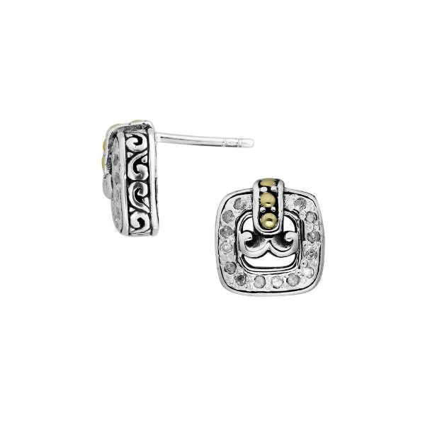 AEG-8047-DY Sterling Silver Earring With 18K Gold And Diamond Jewelry Bali Designs Inc 