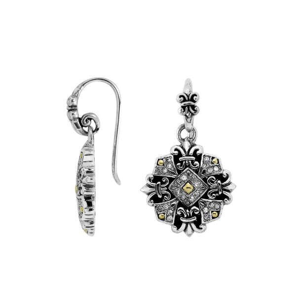 AEG-8053-DY Sterling Silver Earring With 18K Gold And Diamond Jewelry Bali Designs Inc 