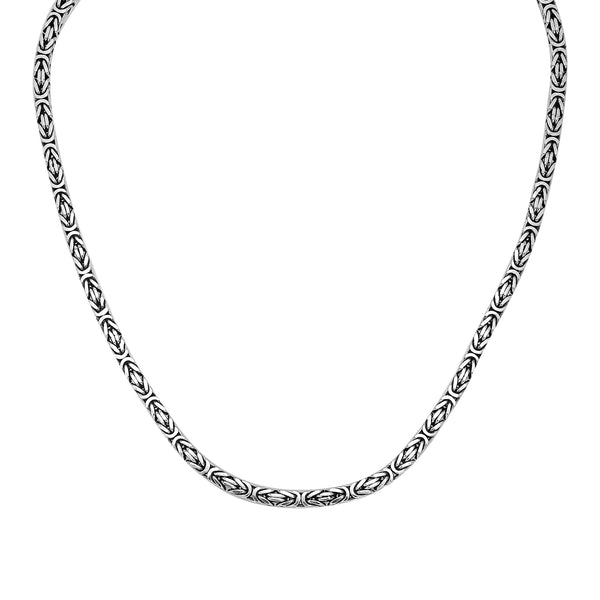 AN-6320-S-4MM-24" Bali Hand Crafted Sterling Silver Chain With Hook Jewelry Bali Designs Inc 
