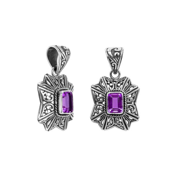 AP-6307-AM Sterling Silver Designer Pendant With Amethyst Jewelry Bali Designs Inc 