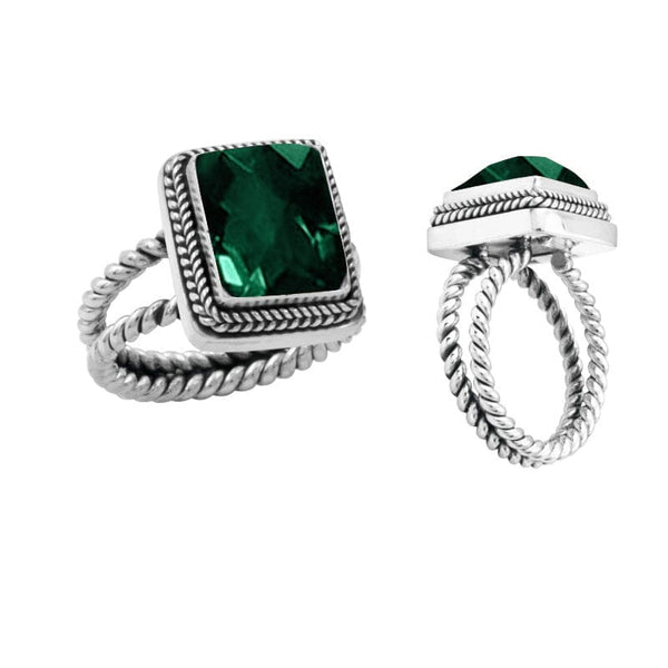 AR-1040-GQ-9 Sterling Silver Ring With Green Quartz Jewelry Bali Designs Inc 
