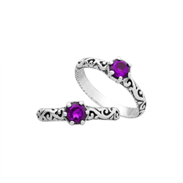 AR-1104-AM-7'' Sterling Silver Ring With Amethyst Jewelry Bali Designs Inc 