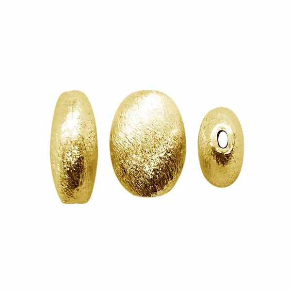BG-378 18K Gold Overlay Oval Shape Brushed Bead Beads Bali Designs Inc 