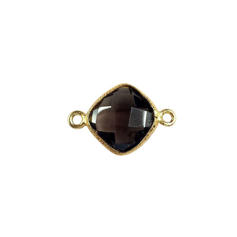 CG-317-SQ 18K Gold Overlay Stone Connector With Smokey Quartz Beads Bali Designs Inc 