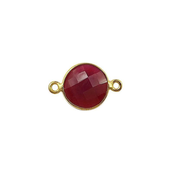 CG-341-CHR-D 18K Gold Overlay Stone Connector With Red Chalcedony Q. Beads Bali Designs Inc 