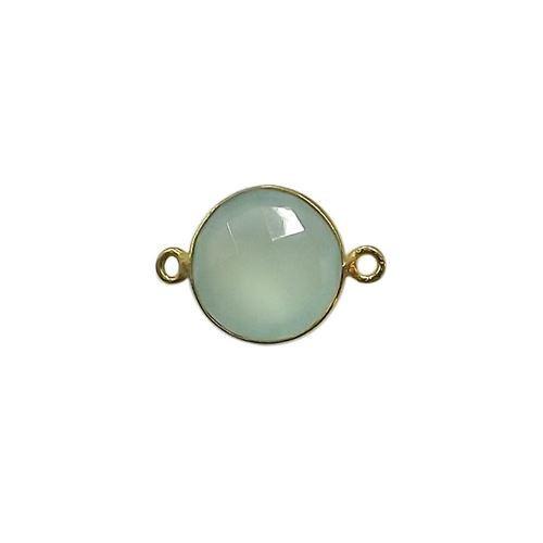 CG-345-CHA-D 18K Gold Overlay Stone Connector With Aqua Chalcedony Q. Beads Bali Designs Inc 