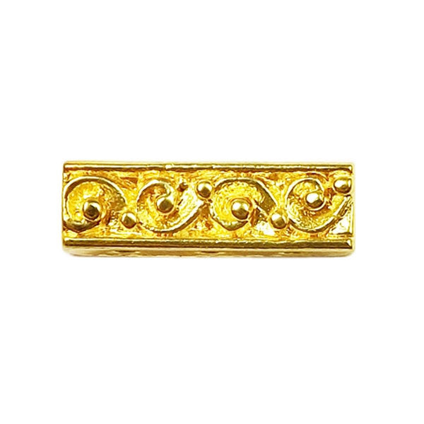CG-465 18K Gold Overlay Multi Strand Scroll Work Spacer Bar With 3 Hole Beads Bali Designs Inc 