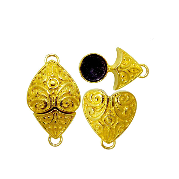 CG-507 18K Gold Overlay Designer Heart Shape Magnetic Clasps Beads Bali Designs Inc 