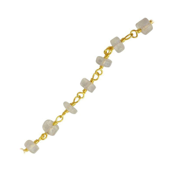 CHG-186-RM 18K Gold Overlay Beading & Extender Rainbow Moonstone Chain Beads Bali Designs Inc 