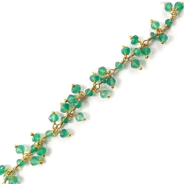 CHG-248-GO 18K Gold Overlay Beading & Extender Green Onyx Chain Beads Bali Designs Inc 