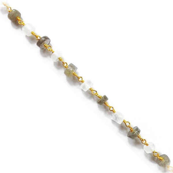 CHG-300-CO1 18K Gold Overlay Beading & Extender Labradorite & Rainbow Moonstone Beads Bali Designs Inc 