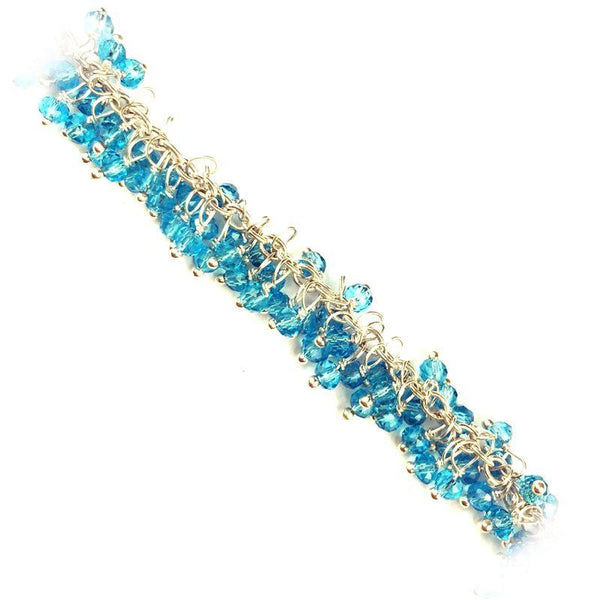 CHSF-286-BT Silver Overlay Beading & Extender Chain With Blue Topaz Beads Bali Designs Inc 