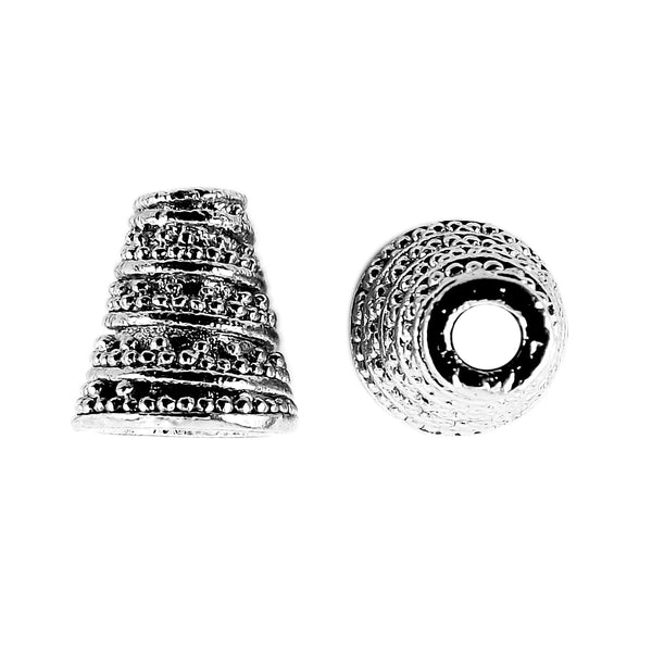 CR-185 Black Rhodium Overlay Twisting Granulation Motif look Cone Beads Bali Designs Inc 