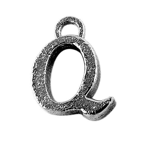 CR-489 Black Rhodium Overlay Alphabet 'Q' Charm Beads Bali Designs Inc 