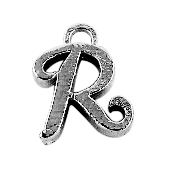 CR-490 Black Rhodium Overlay Alphabet 'R' Charm Beads Bali Designs Inc 
