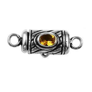 CSF-432-CT-1H Silver Overlay Single Strand Clasp With Citrine Beads Bali Designs Inc 