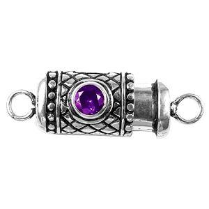 CSF-433-AM-1H Silver Overlay Single Strand Clasp With Amethyst Beads Bali Designs Inc 