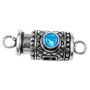 CSF-433-BT-1H Silver Overlay Single Strand Clasp With Blue Topaz Beads Bali Designs Inc 