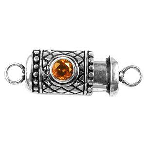 CSF-433-CT-1H Silver Overlay Single Strand Clasp With Citrine Beads Bali Designs Inc 