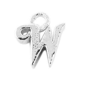 CSF-495 Silver Overlay Alphabet 'W' Charm Beads Bali Designs Inc 