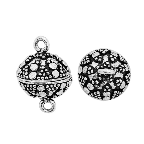 CSS-502 Sterling Silver Big Ball Shape Designer Magnetic Clasps Beads Bali Designs Inc 