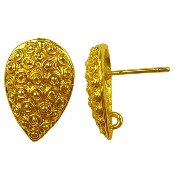 FG-205 18K Gold Overlay Post Clip Earring Finding Beads Bali Designs Inc 