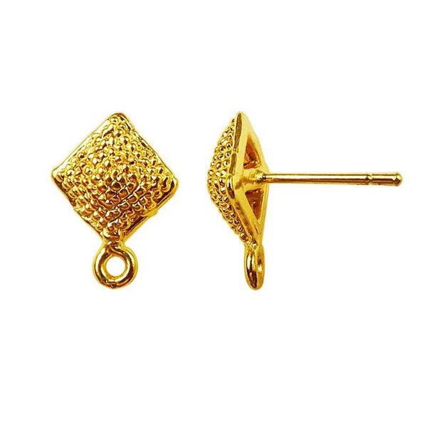 FG-207 18K Gold Overlay Post Clip Earring Finding Beads Bali Designs Inc 