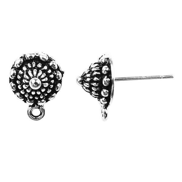 FSF-206 Silver Overlay Round Post Clip Finding Beads Bali Designs Inc 