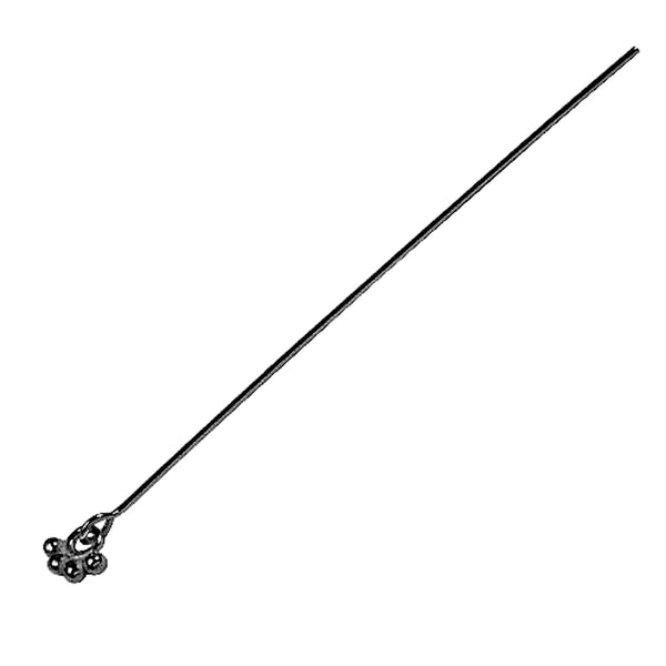 HPR-108-1" Black Rhodium Overlay 22 Gauge Head Pin Or Eye Pin With Granulated Ring Beads Bali Designs Inc 