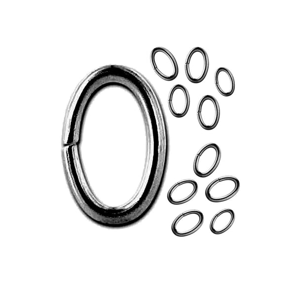 JOR-104-6X5MM Black Rhodium Overlay Oval Open Jump Ring Beads Bali Designs Inc 