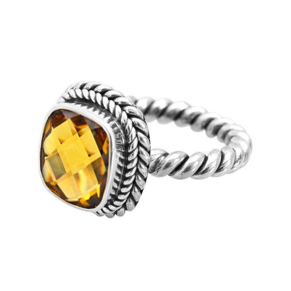 NKLR-001-CT-7" Sterling Silver Ring With Citrine Q. Jewelry Bali Designs Inc 