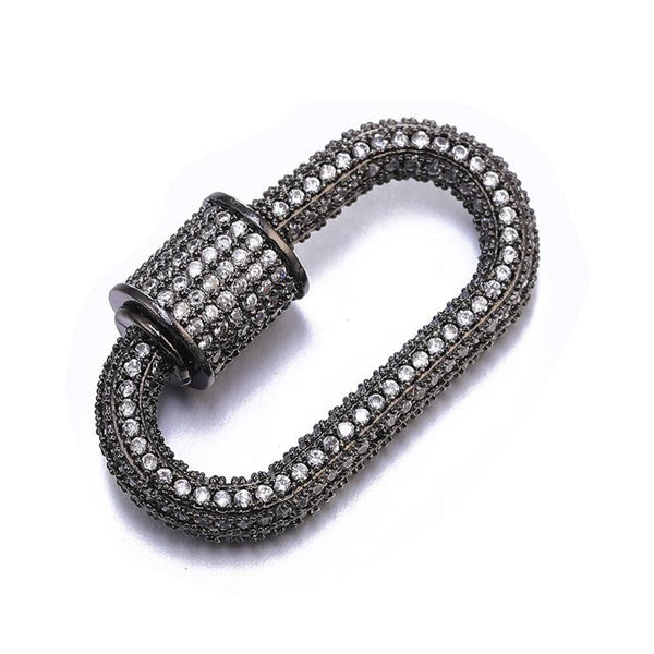 SL-8025-BR-28X17MM Black Rhodium Overlay Carabiner lock With Cubic Zirconia Beads Bali Designs Inc 
