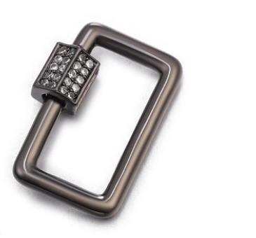 SL-8026-BR-21X14MM Black Rhodium Overlay Carabiner lock With Cubic Zirconia Jewelry Bali Designs Inc 