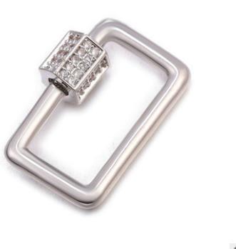 SL-8026-SL-21X14MM Silver Overlay Carabiner lock With Cubic Zirconia Jewelry Bali Designs Inc 