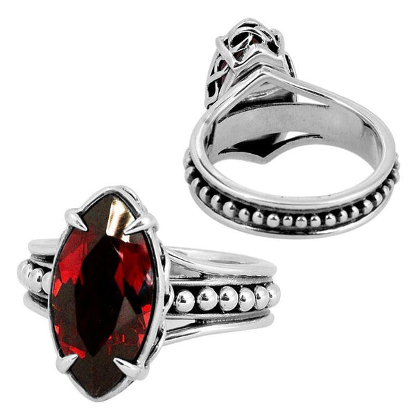 SR-5422-GA-9" Sterling Silver Ring With Garnet Q. Jewelry Bali Designs Inc 