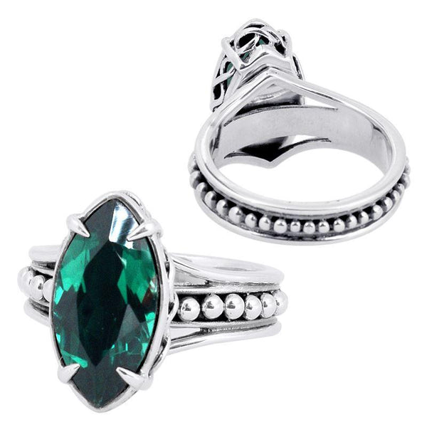 SR-5422-GQ-10" Sterling Silver Ring With Green Quartz Jewelry Bali Designs Inc 