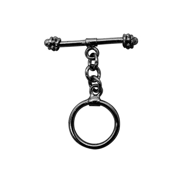 TR-159 Black Rhodium Overlay Simple & Elegant Toggle 18MM Round Ring Beads Bali Designs Inc 